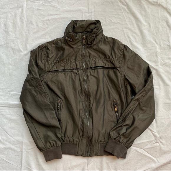 Zara Men Olive Wind Bomber Jacket Size S - Picture 3 of 6